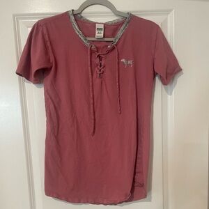 Victoria's Secret Pink Lace-Up Tee